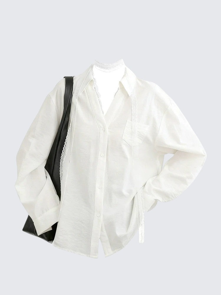 White V Neck Lace Top