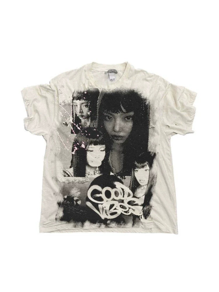 White Rock Punk American Vintage Graffiti Y2K T-Shirt