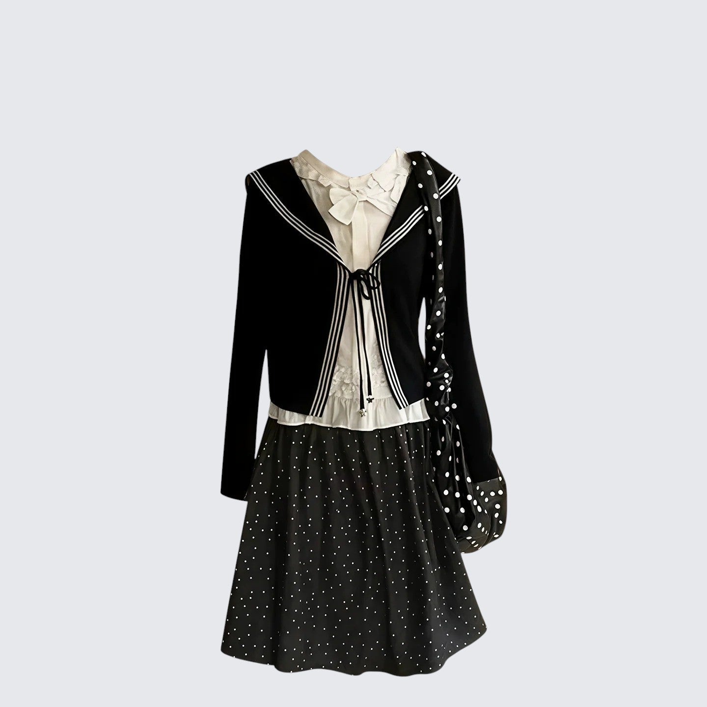 Korean Academic Knit Cardigan Set