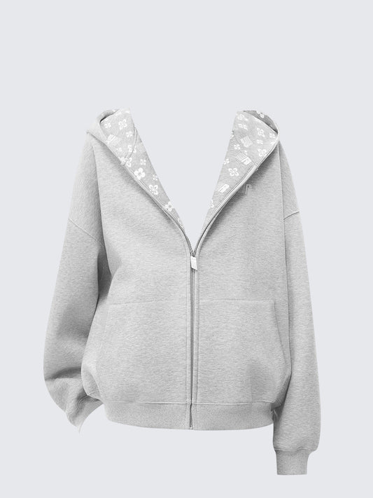 Graphic Zip Up Hoodie Jacket Women