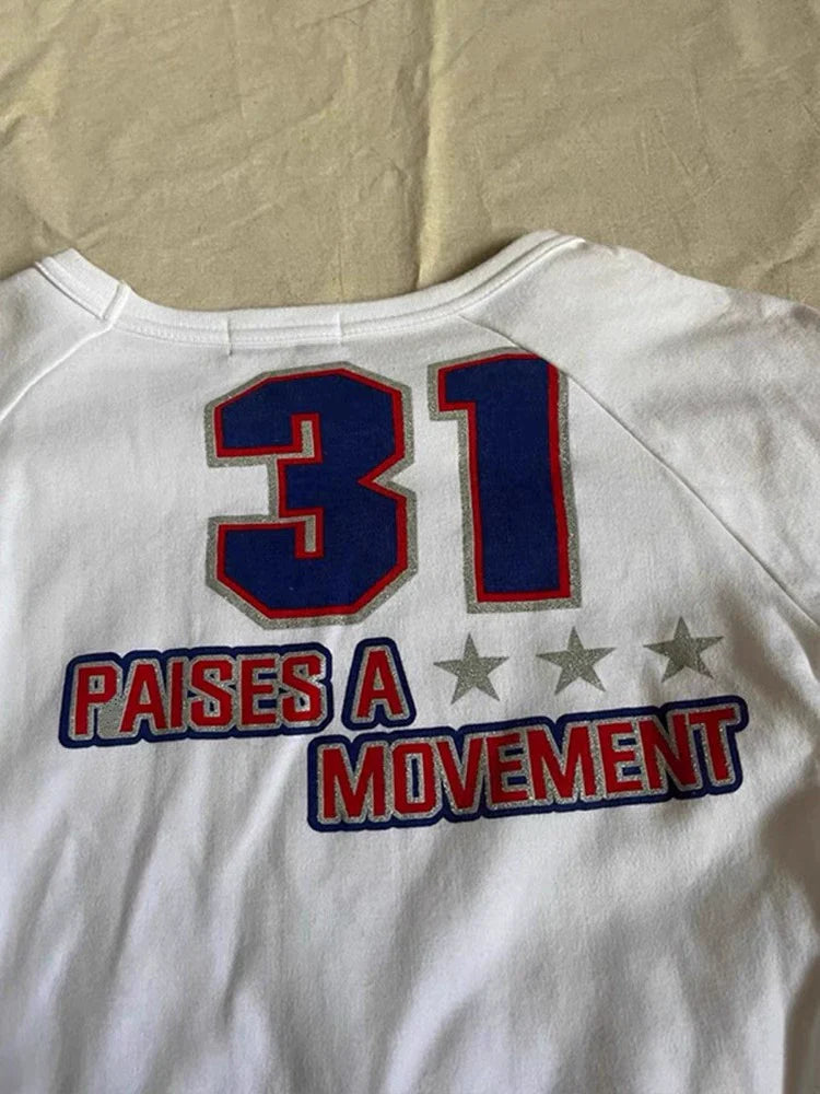 White Gothic Rock Punk Vintage Drawstring Print Long-Sleeve Y2K T-Shirt