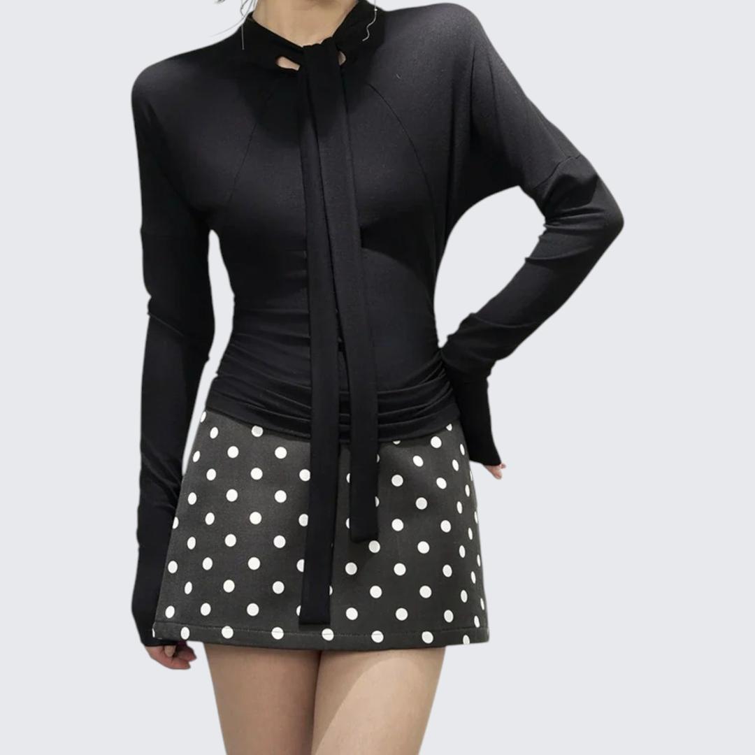 Winter Waist-Tie Design Vibe Long-Sleeve Knit Top