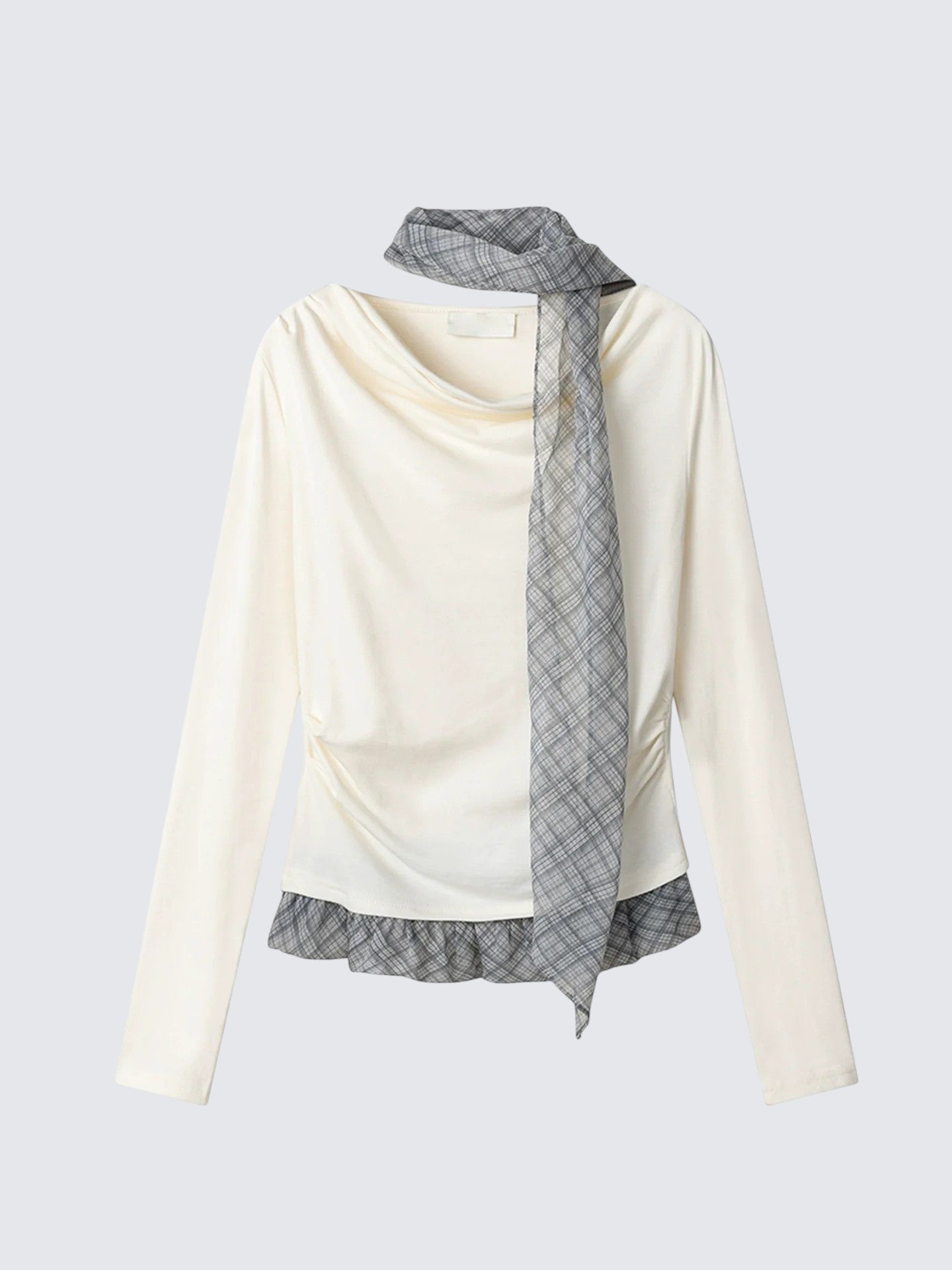 Plaid Draped Layered Tee Women