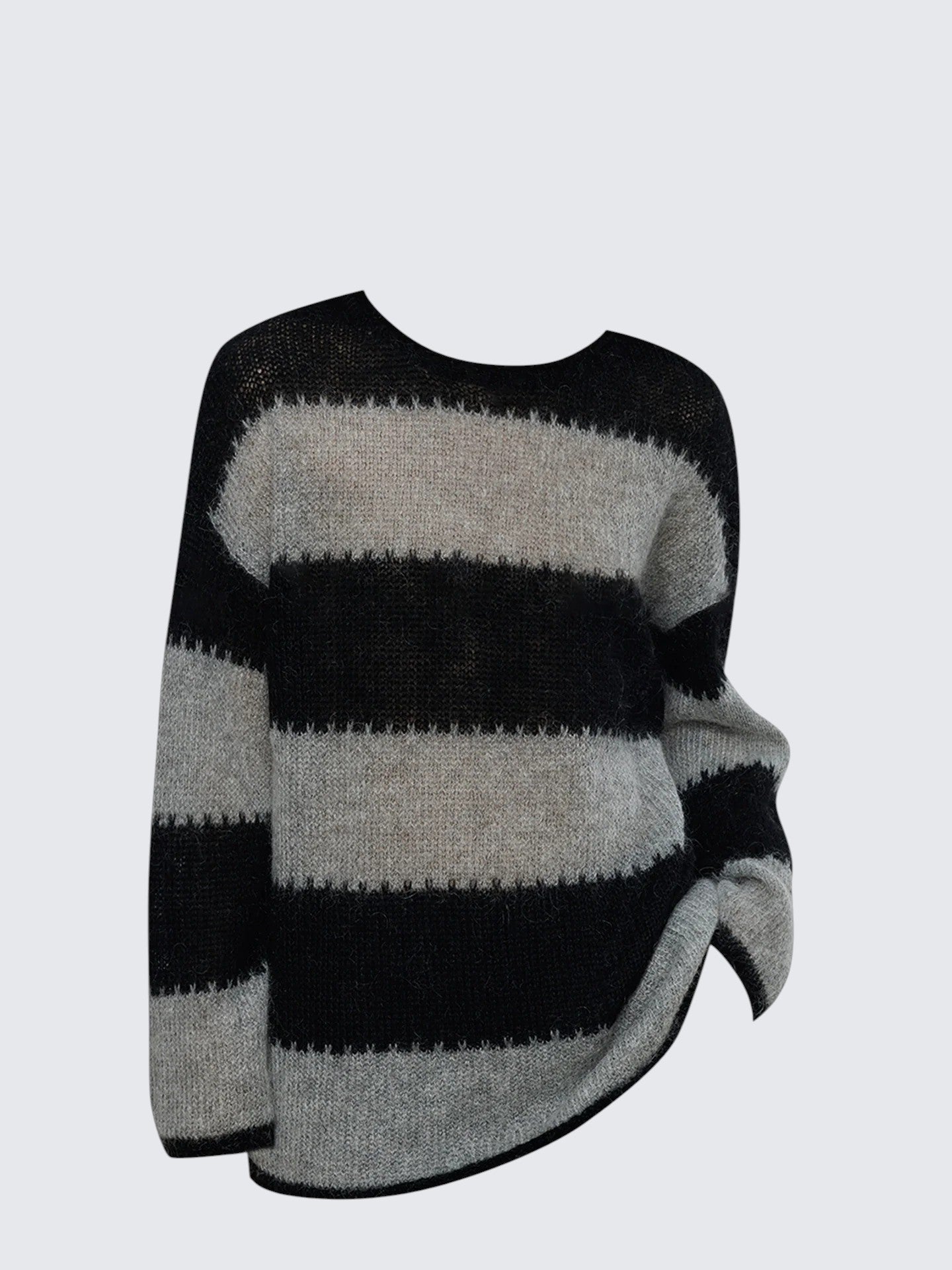 Mohair Stripe Fair Isle Knit Sweater Women
