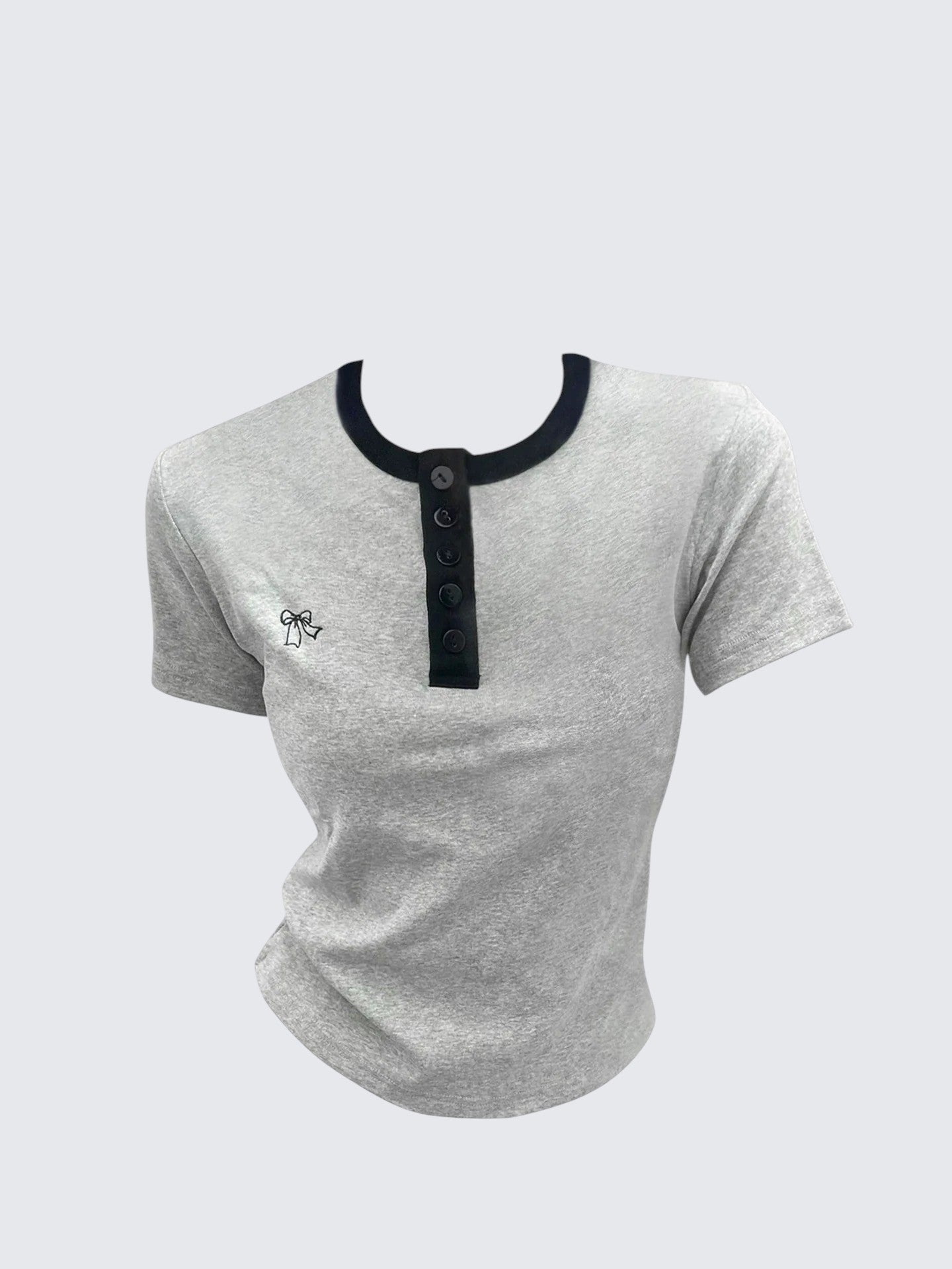 Grey Colorblock Crop Short Sleeve Top