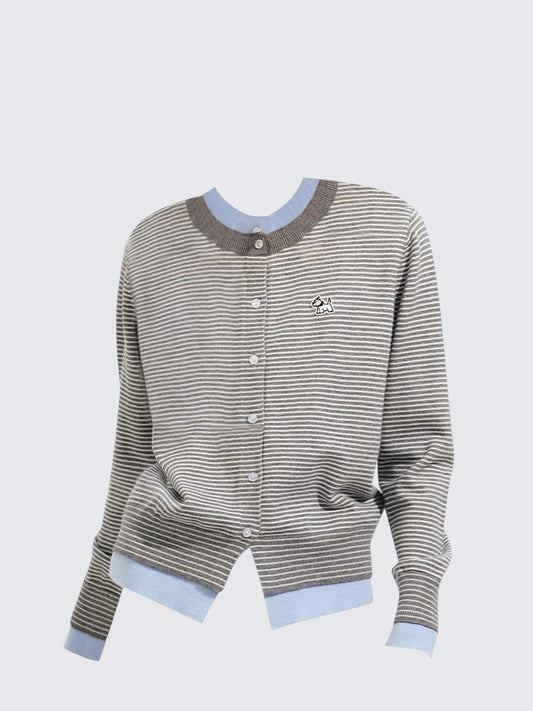 Layered Stripe Knit Cardigan Women