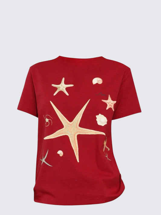 American Starfish Print Cotton Tee