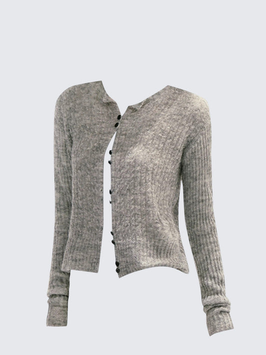 Vintage Gray Knit Cardigan