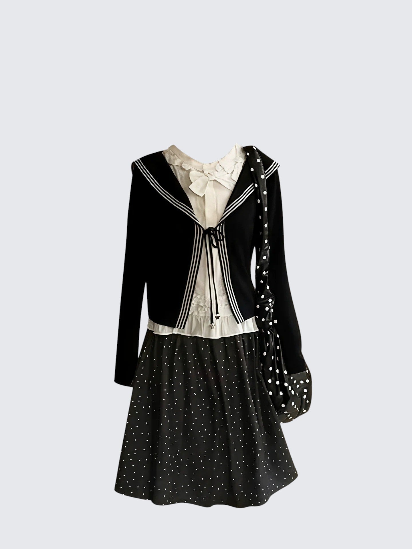 Korean Academic Knit Cardigan Set