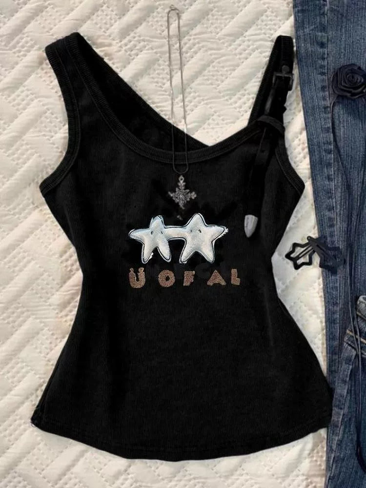 Green American Vintage Light Subculture Y2K Tank Top