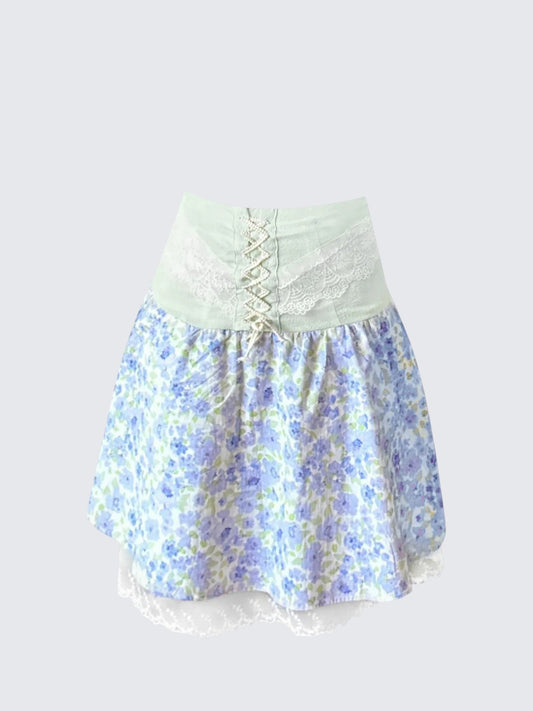 Countryside Purple Floral Lace Skirt