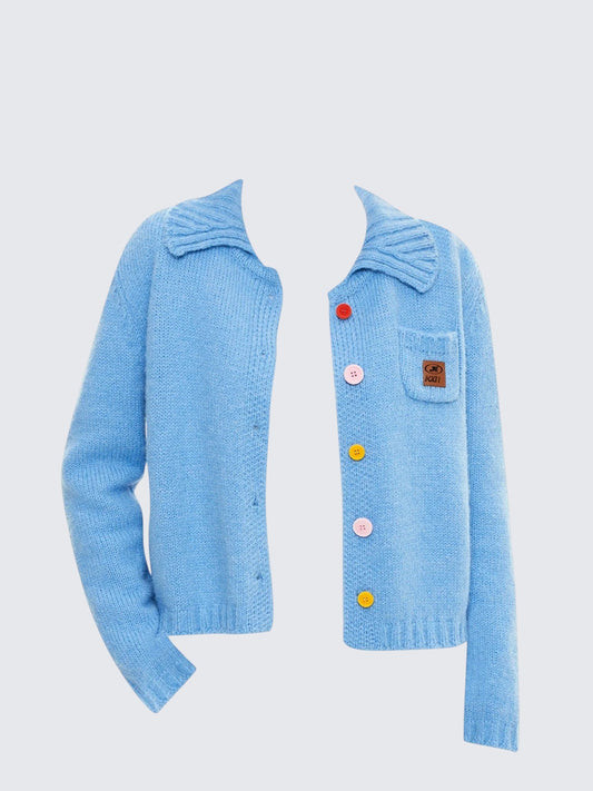 Color Button Knit Cardigan Women