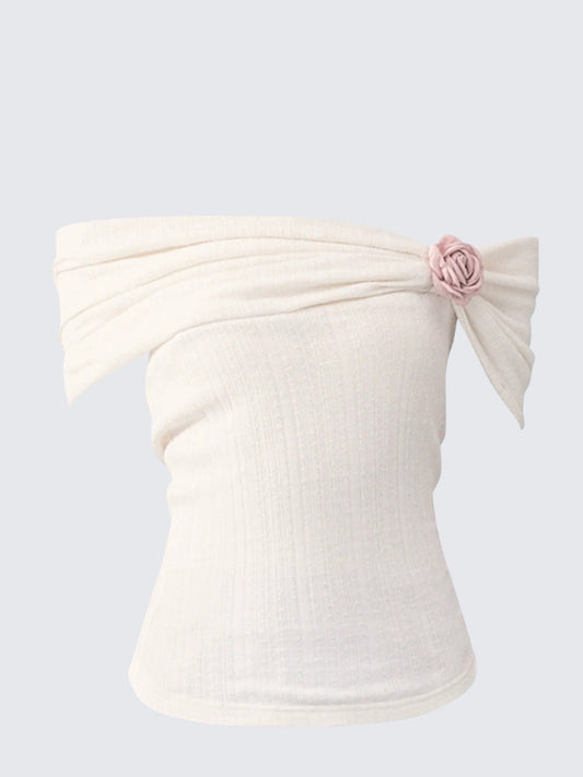 Pure Aesthetic White One-Shoulder Tee