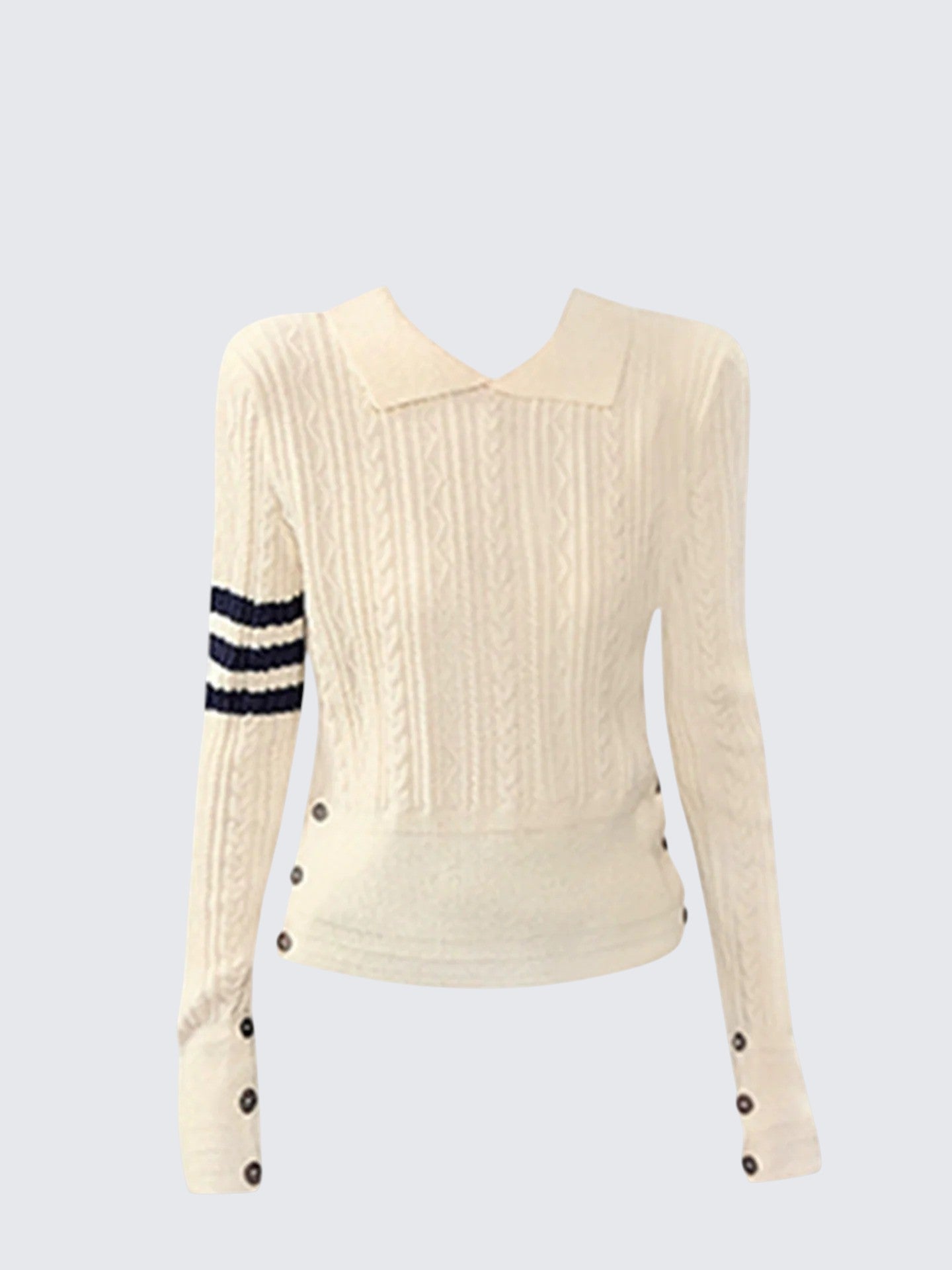 Preppy Collared Twist Knit Sweater