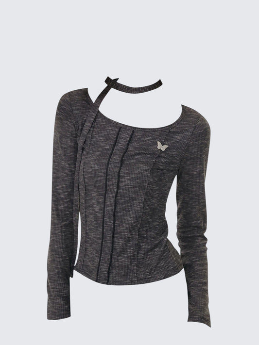 Vintage Bow Round Neck Knit Top