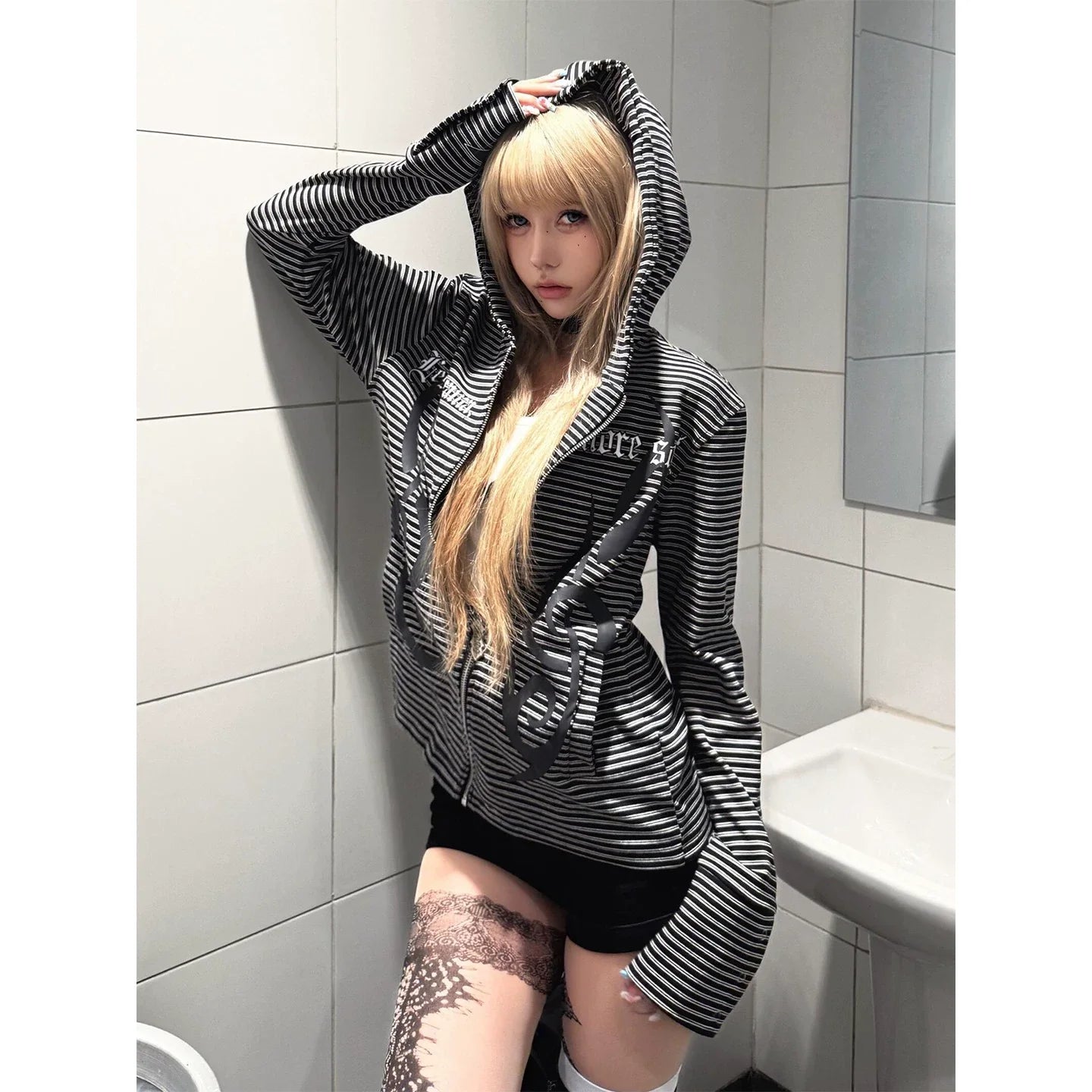 Visual Kei Slim Fit Hoodie Autumn-Winter Zipper Pullover Visual Kei Punk Top