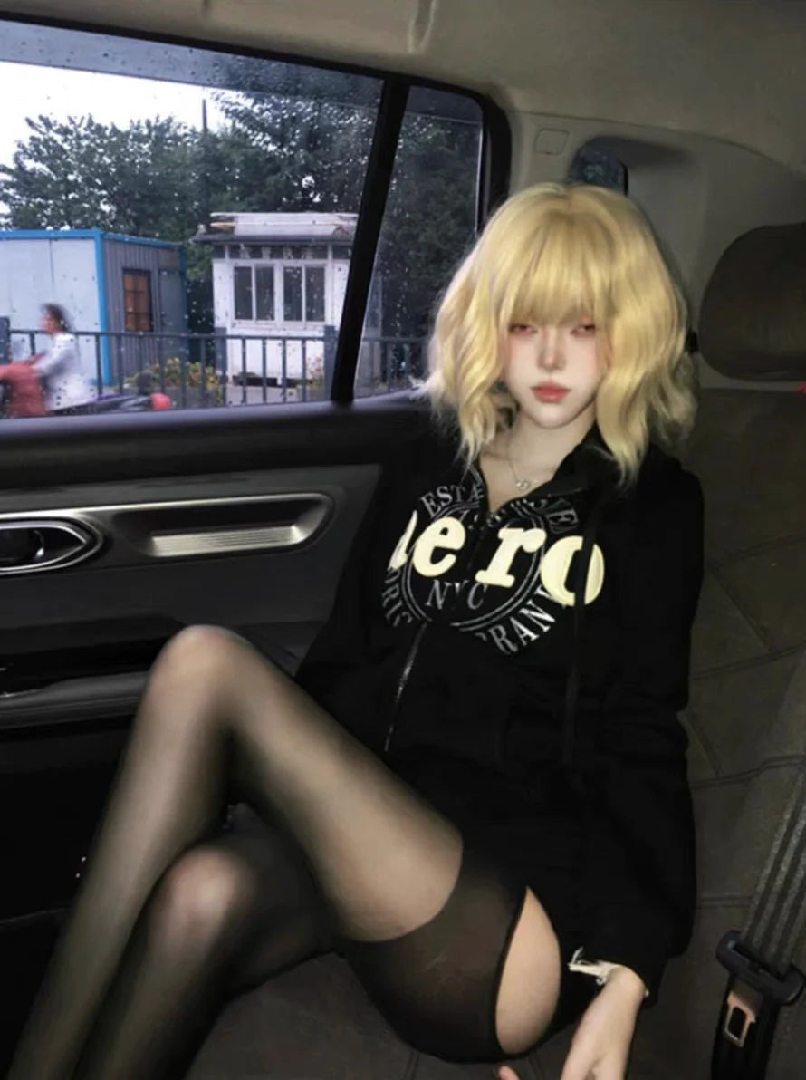 Black Subculture Punk Rock Gothic Y2K E-girl Retro Autumn/Winter Niche Jacket