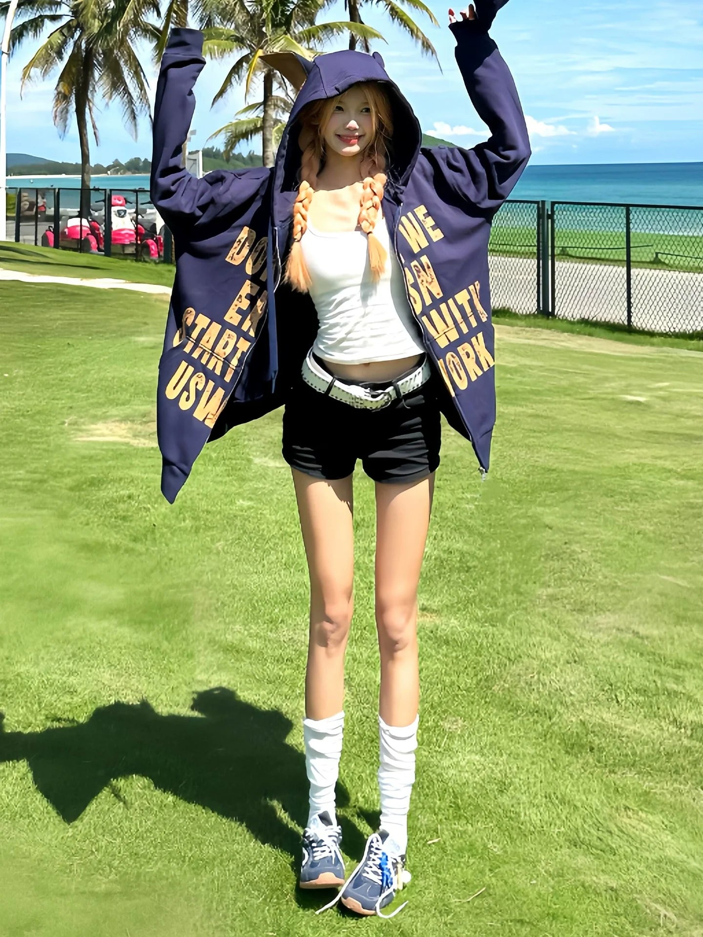 American Doberman Hoodie Autumn-Winter Zip-Up Pullover Heavyweight Letter Print Top