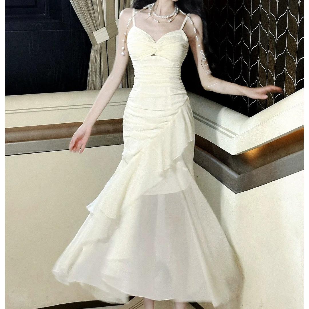 French Ruffle Tulle Asymmetrical Mermaid Birthday Gown – Elegant Party Dress