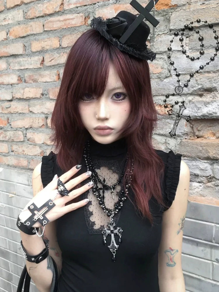 Y2K Cross Cutout Sleeveless Top