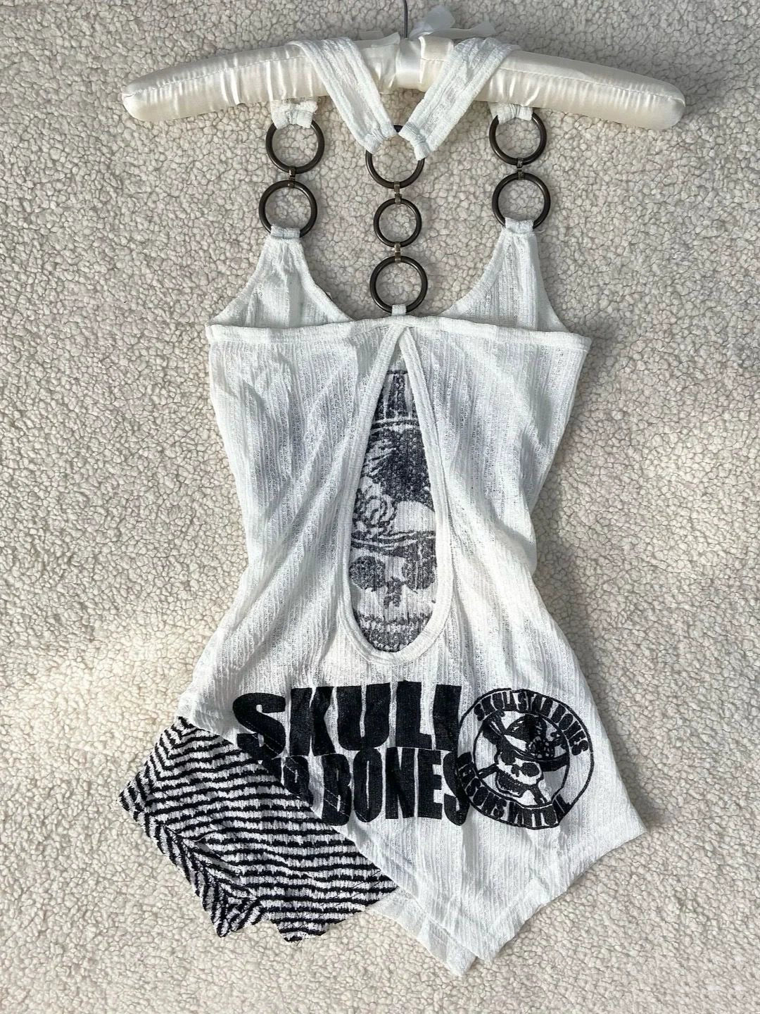 Skull Print Retro Y2K Tank Top
