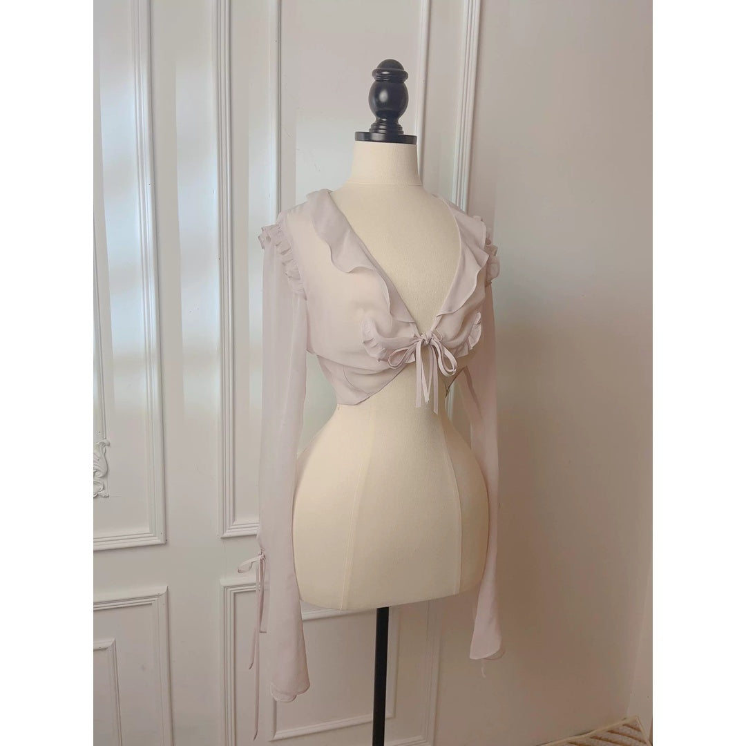 Purple Bow Silk Long Sleeve Blouse