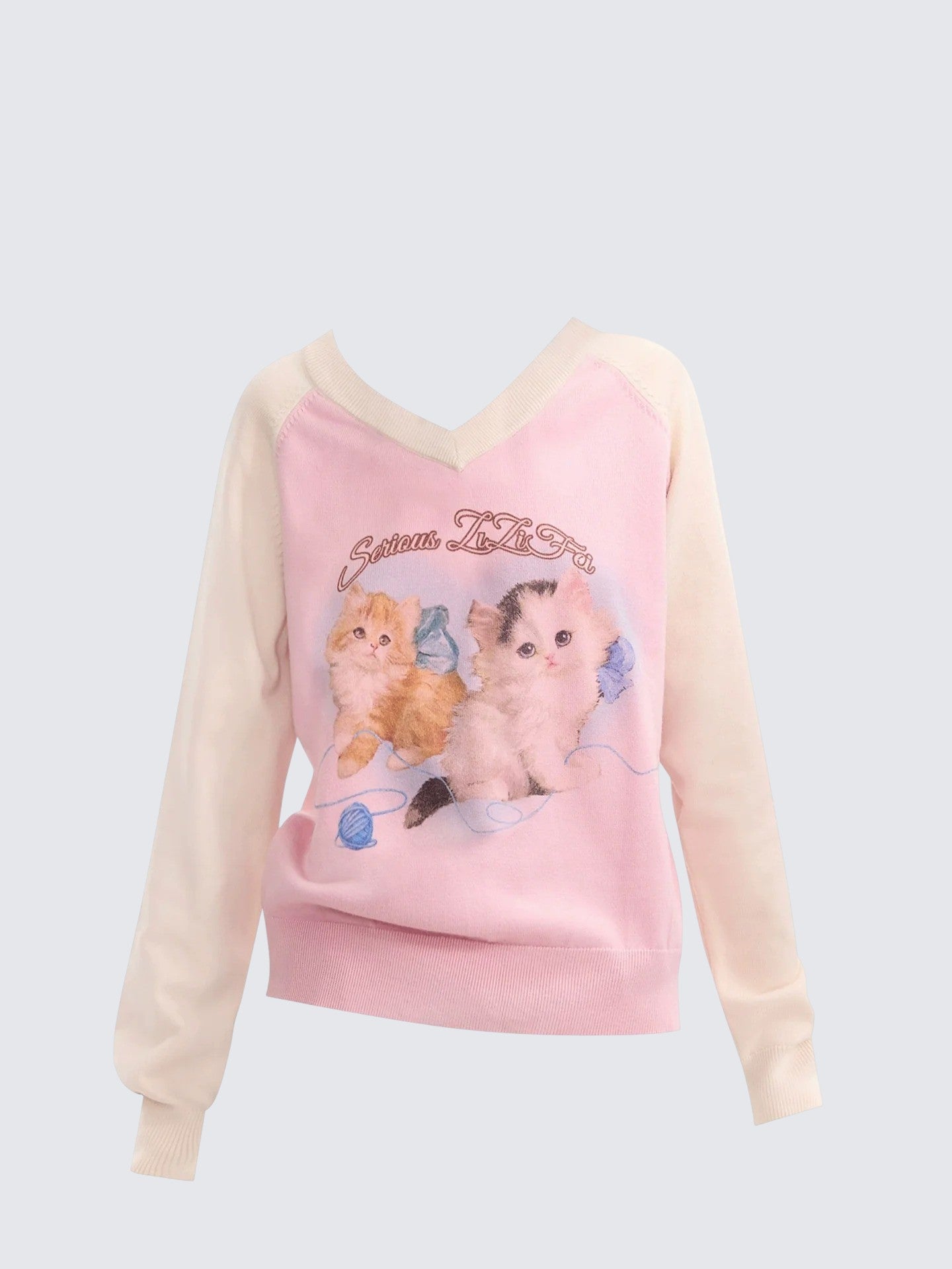 Raglan V-Neck Knit Sweater Women