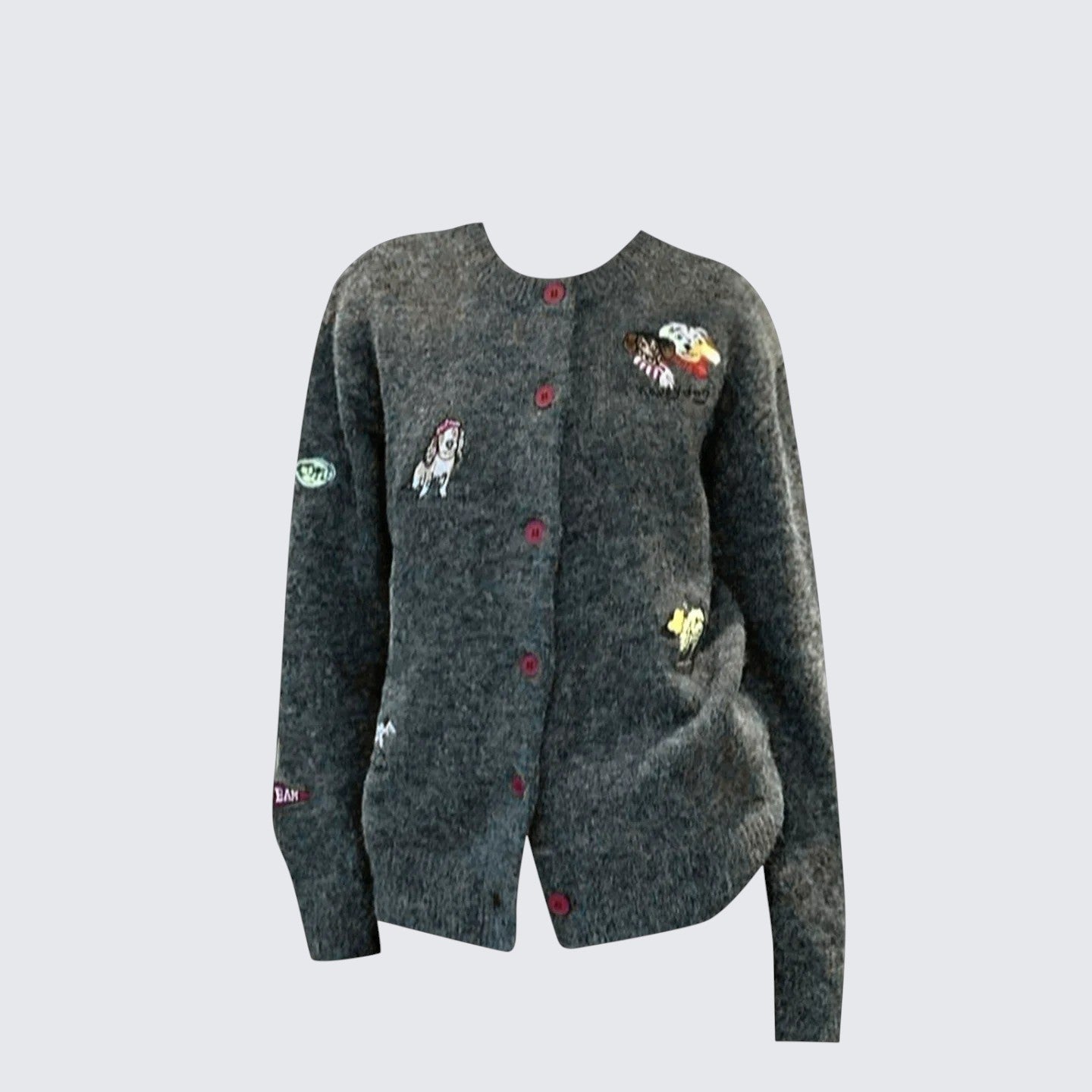 Fair Isle Dog Embroidered Cardigan Women