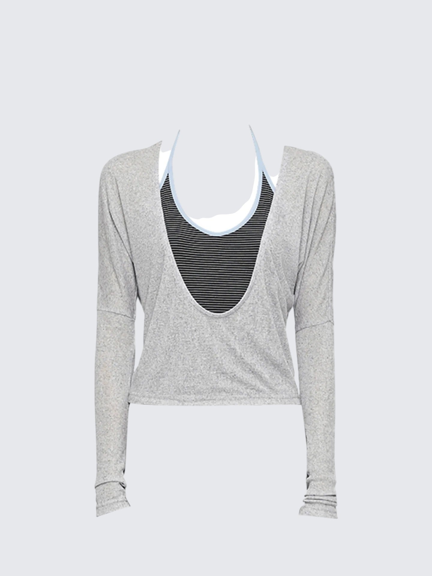 Grey Layered Halter Tee Women