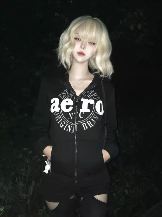 Black Subculture Punk Rock Gothic Y2K E-girl Retro Autumn/Winter Niche Jacket