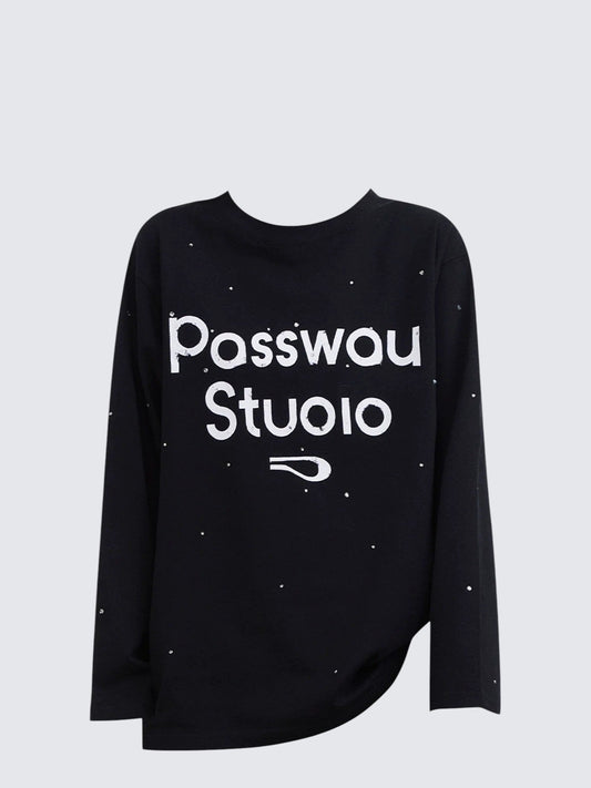 Black Letter Print Tee Women