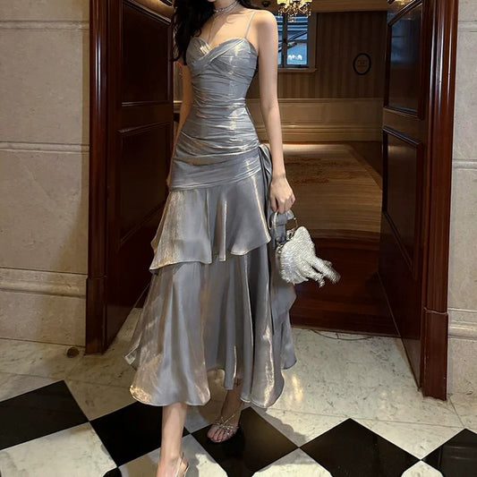 Mermaid Blue Gray Butterfly Gown Dress – Adult Luxury Dress