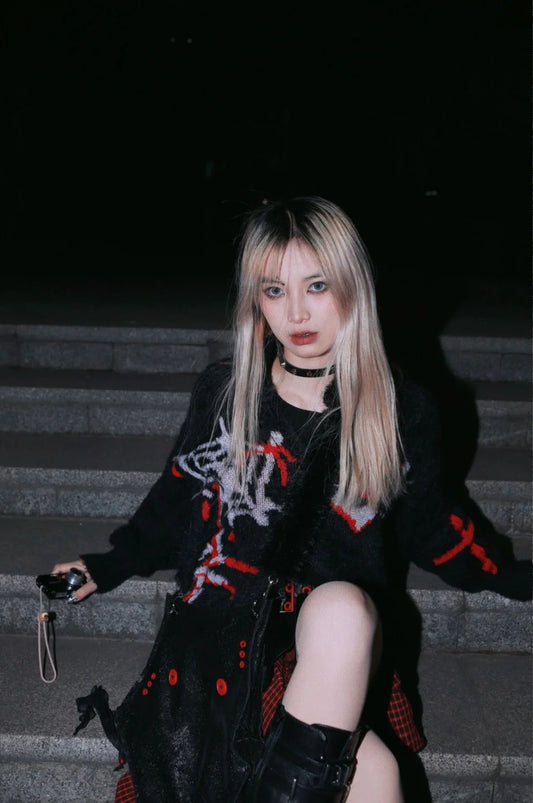 Y2K Punk Harajuku Faux Mink SN Sweater Cardigan