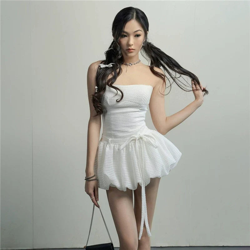 Soft Sexy Tube Top Tie-Waist Tutu Dress