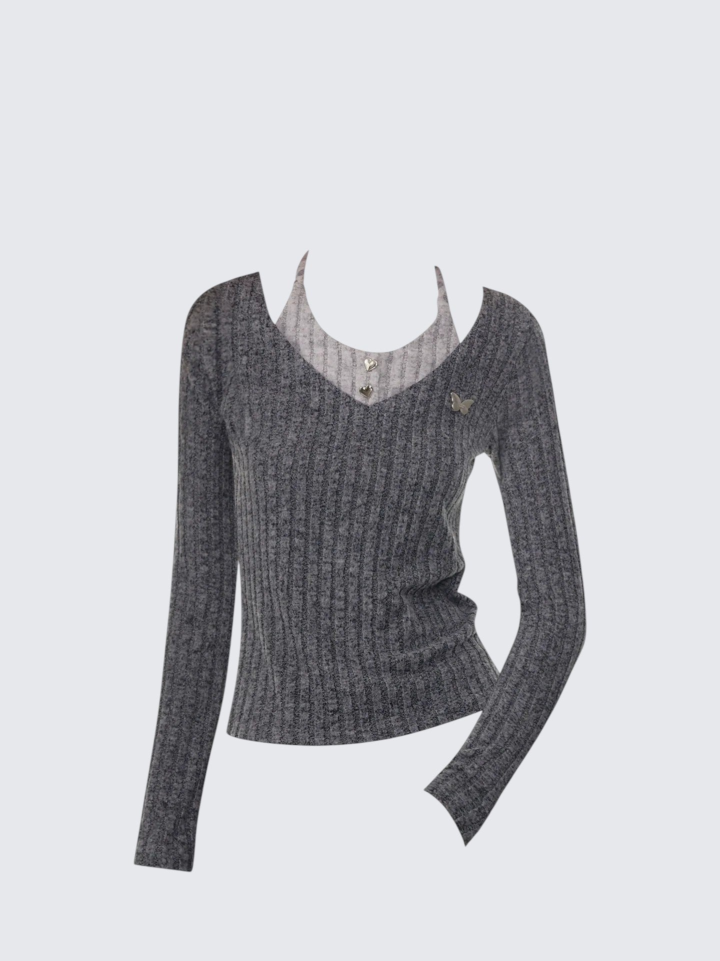 Vintage V-Neck Cable Knit Top