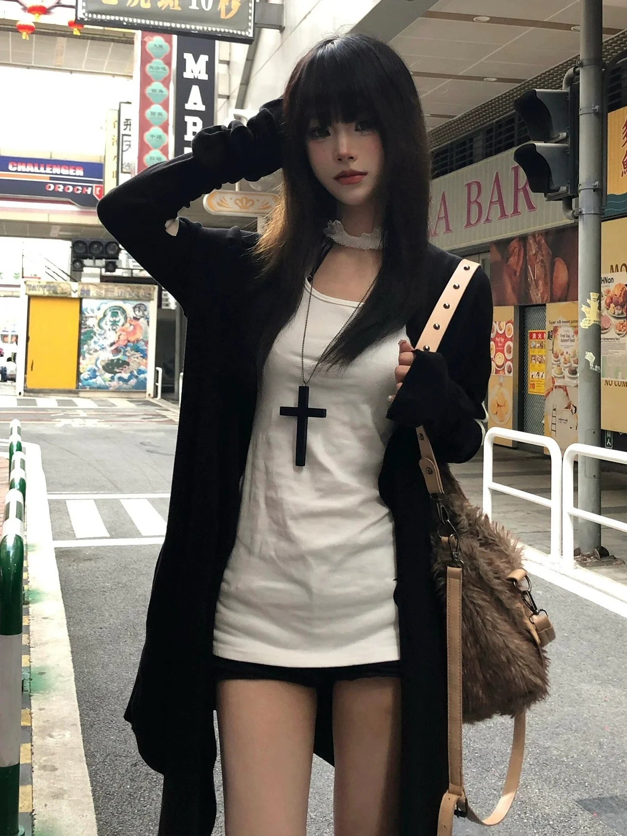 Y2K Black Wizard Knit Cardigan Long Coat Top