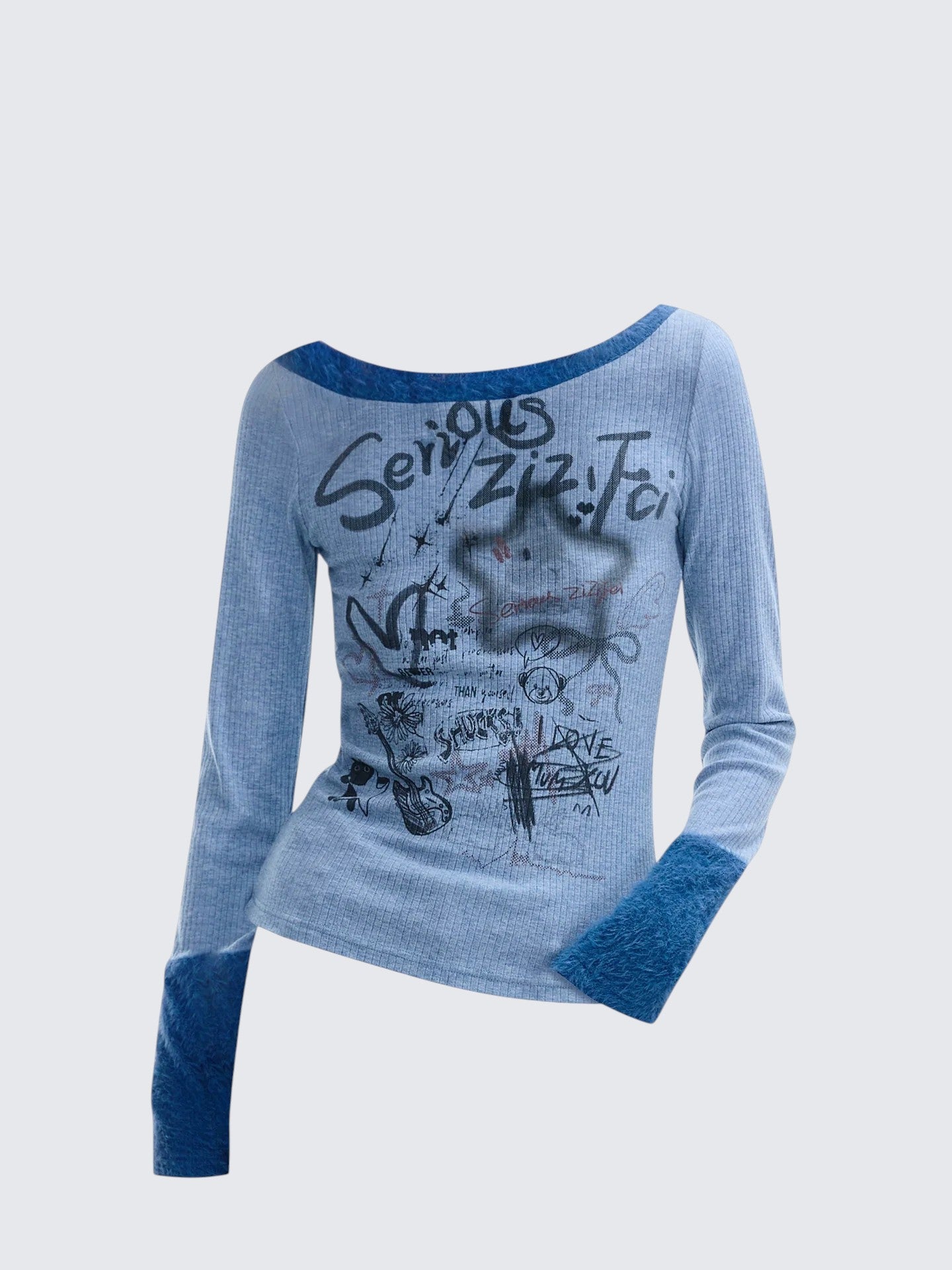 Graffiti Collar Knit Sweater Women