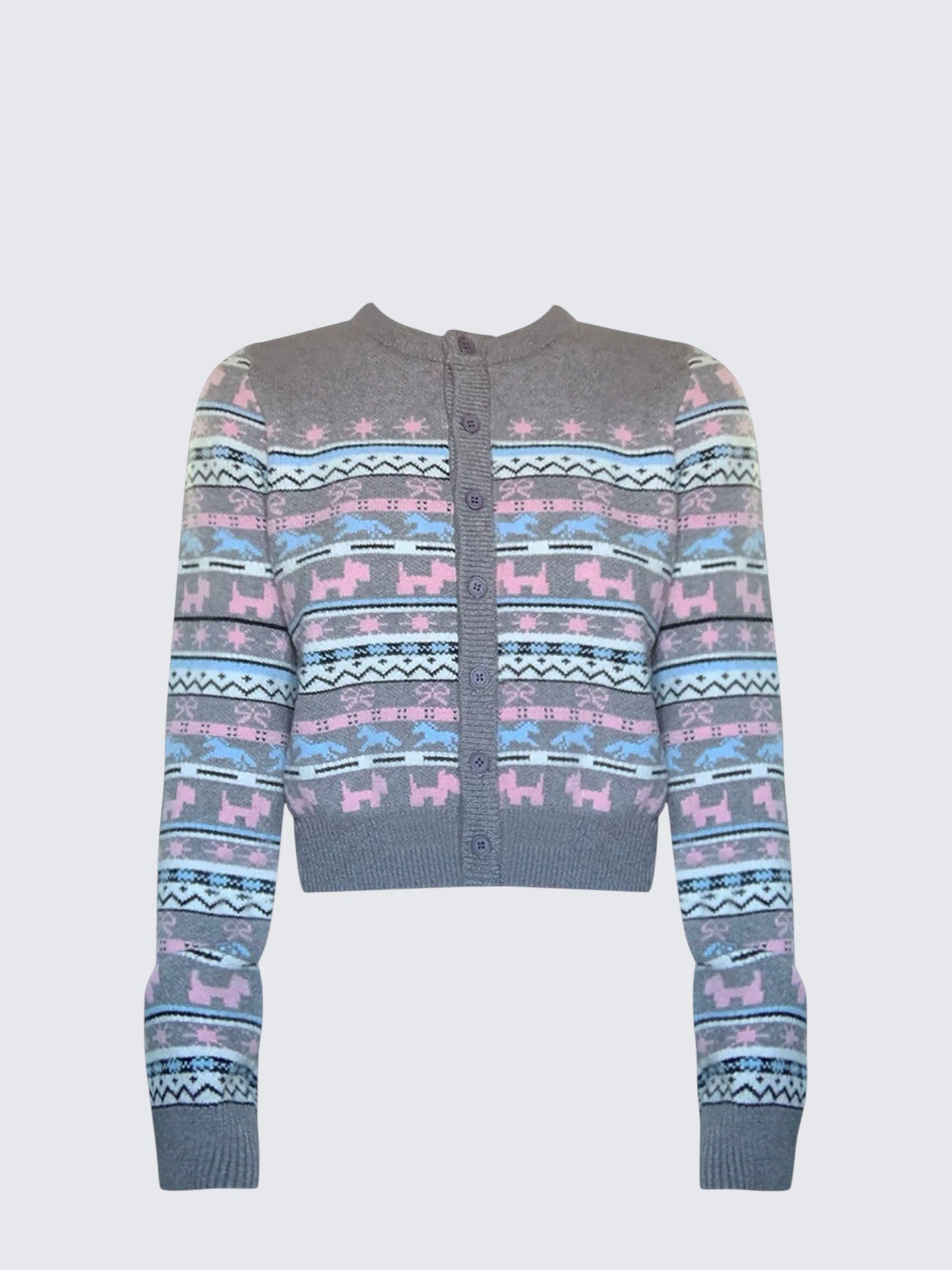 Fair Island Dog Jacquard Knit Cardigan