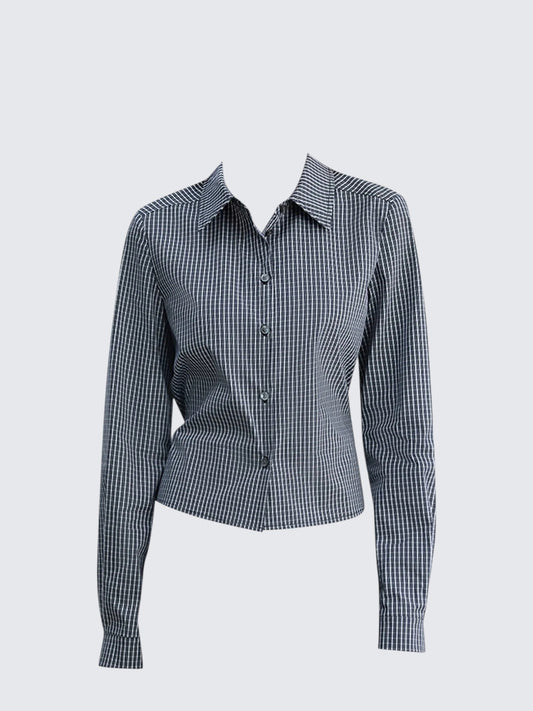 Korean Vintage Plaid Long Sleeve Shirt