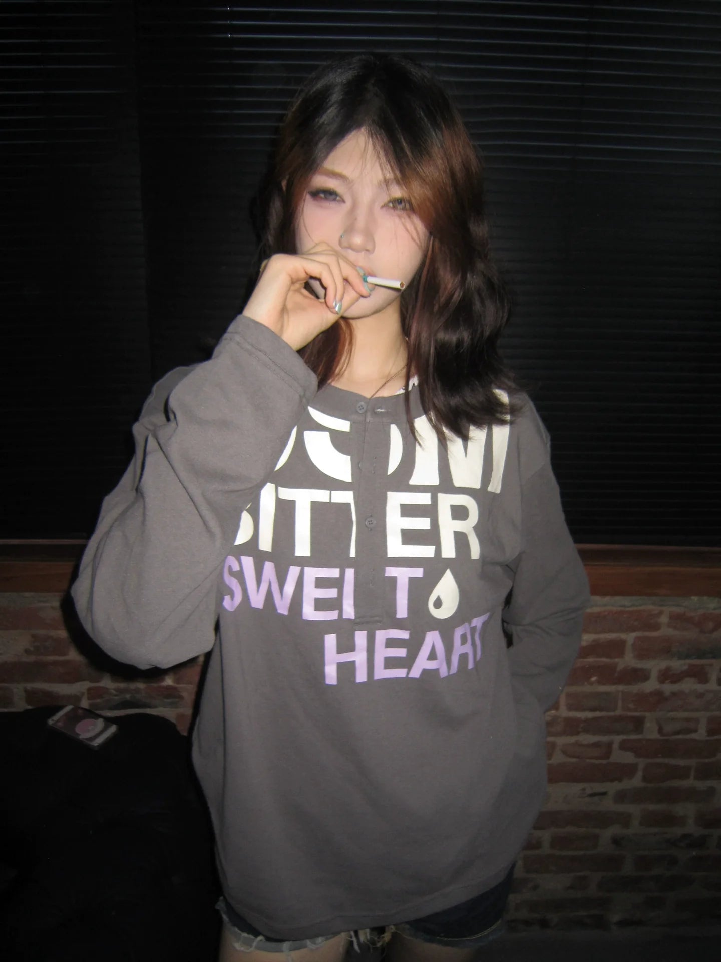 American Vintage Long Sleeve Tee Comfortable Henry Collar