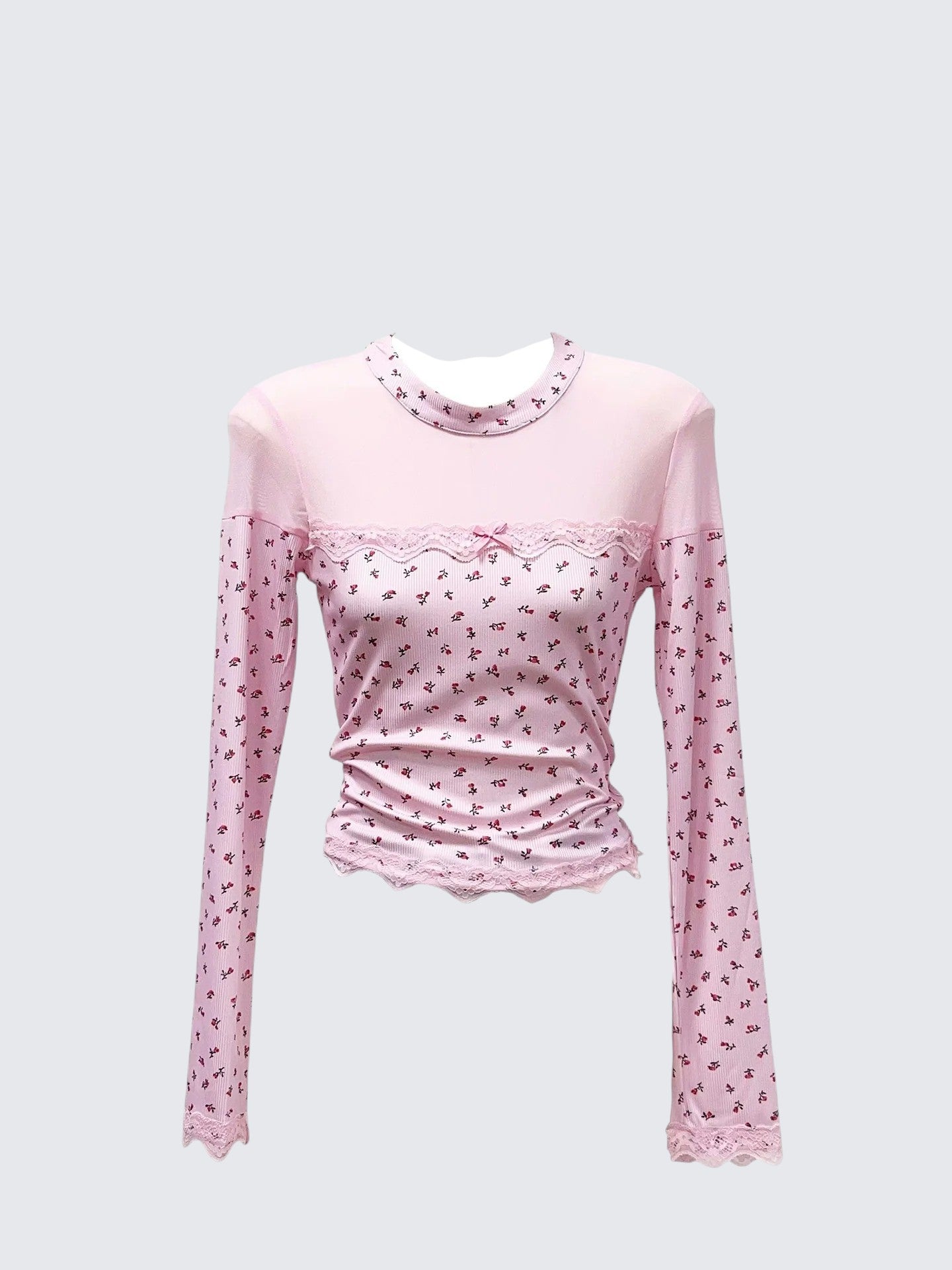 Floral Lace Bow Tee Women