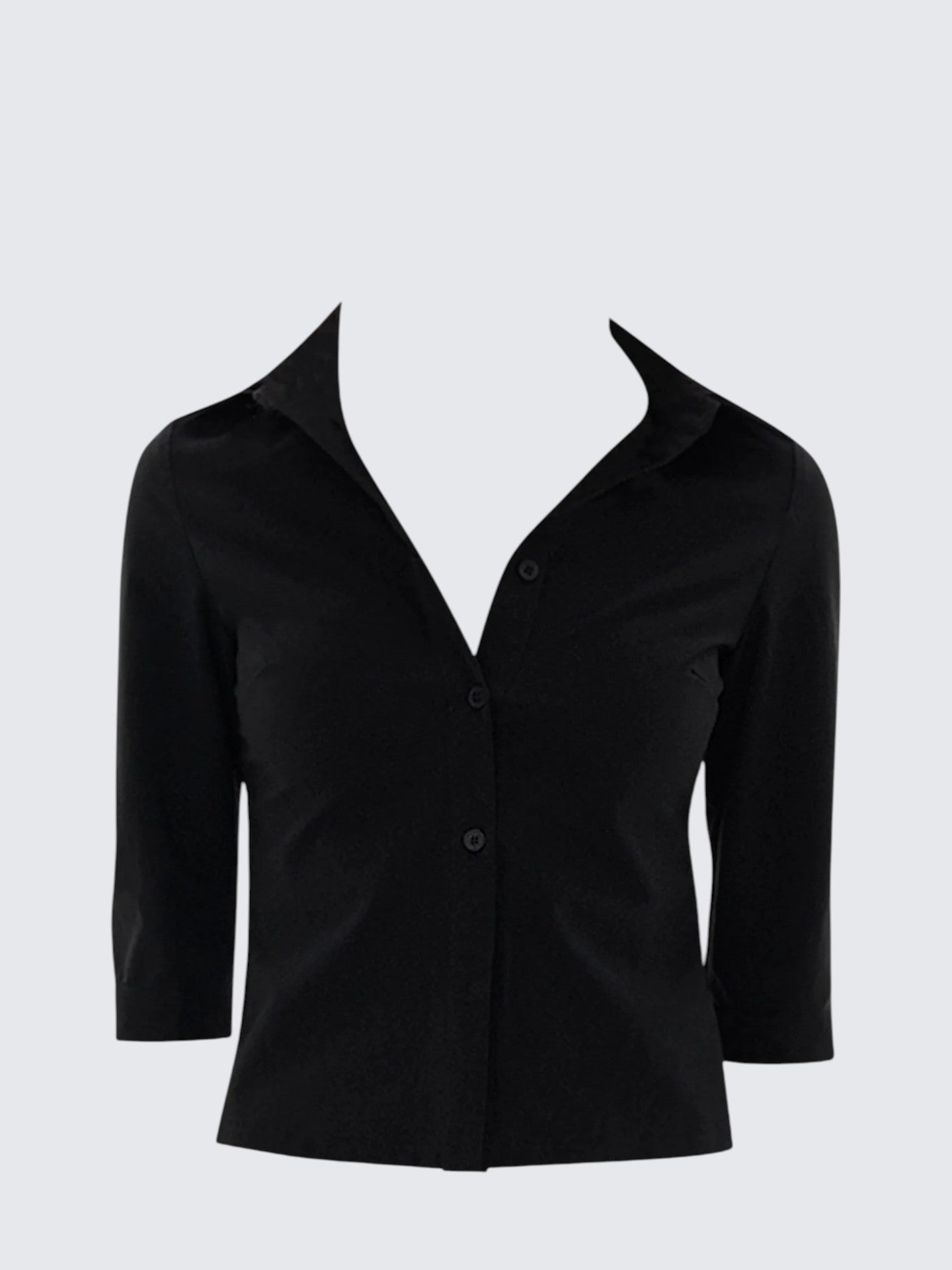 Black 3/4 Sleeve Slim Shirt