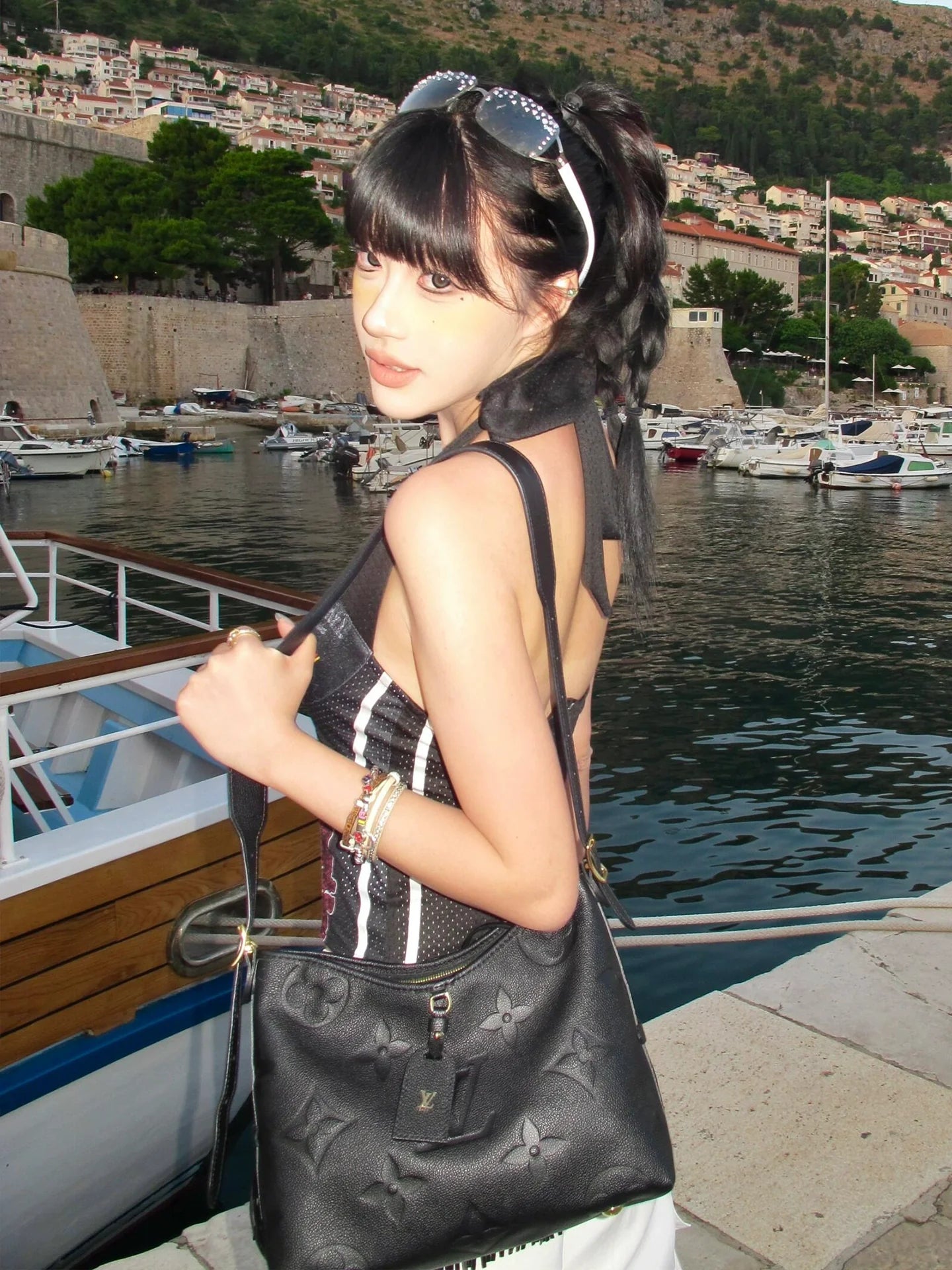 Retro Jersey Halter Crop Tank Asymmetric Hot-Girl Top