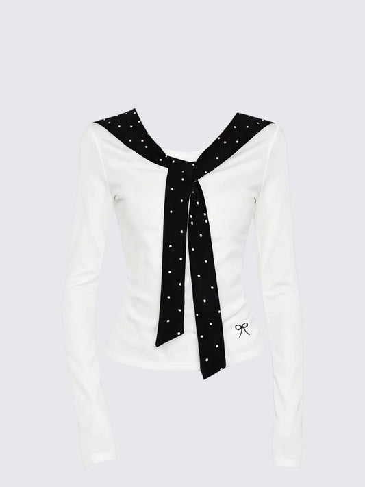 White Polka Tee Women