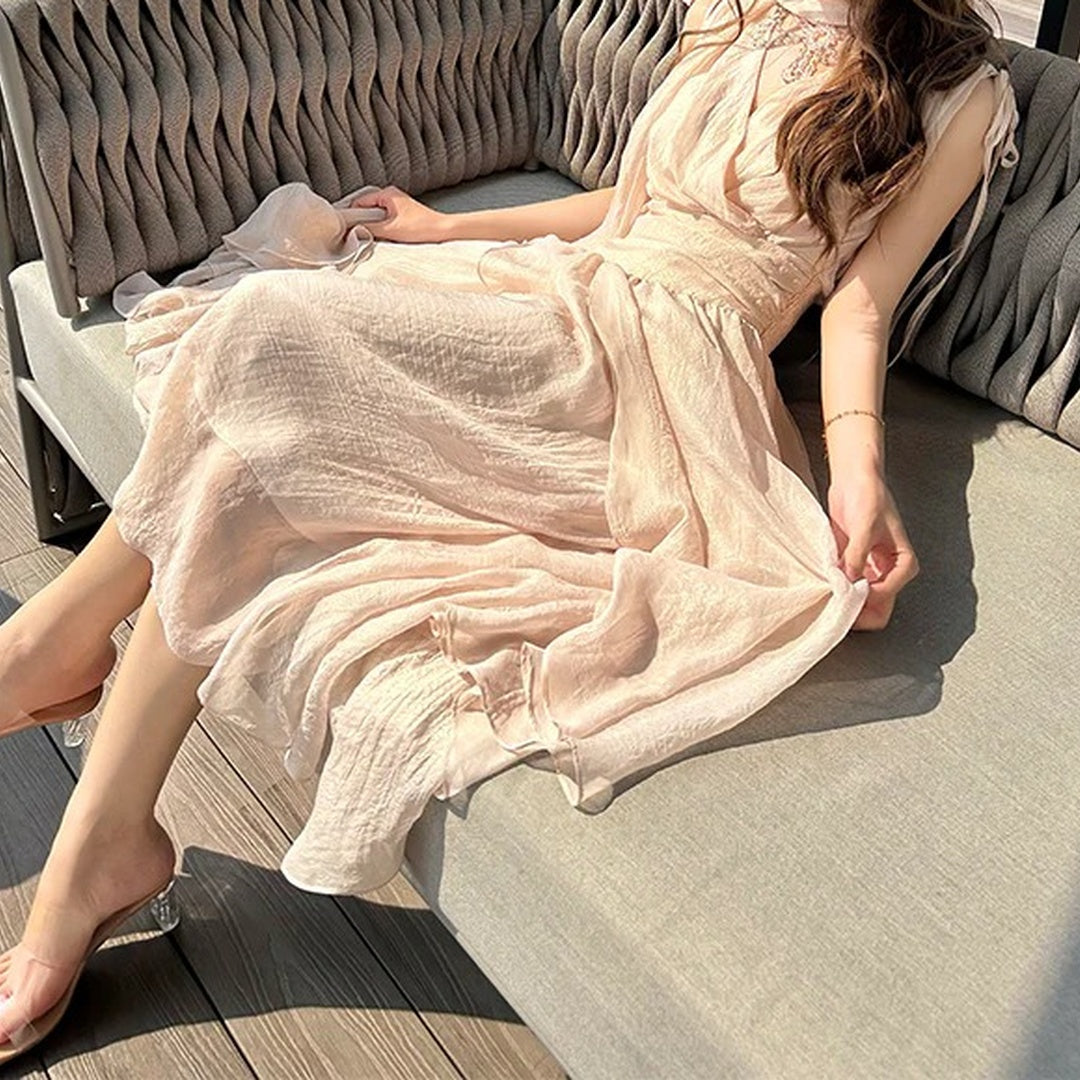 French Waist Figure-Flattering Long Gown Dress