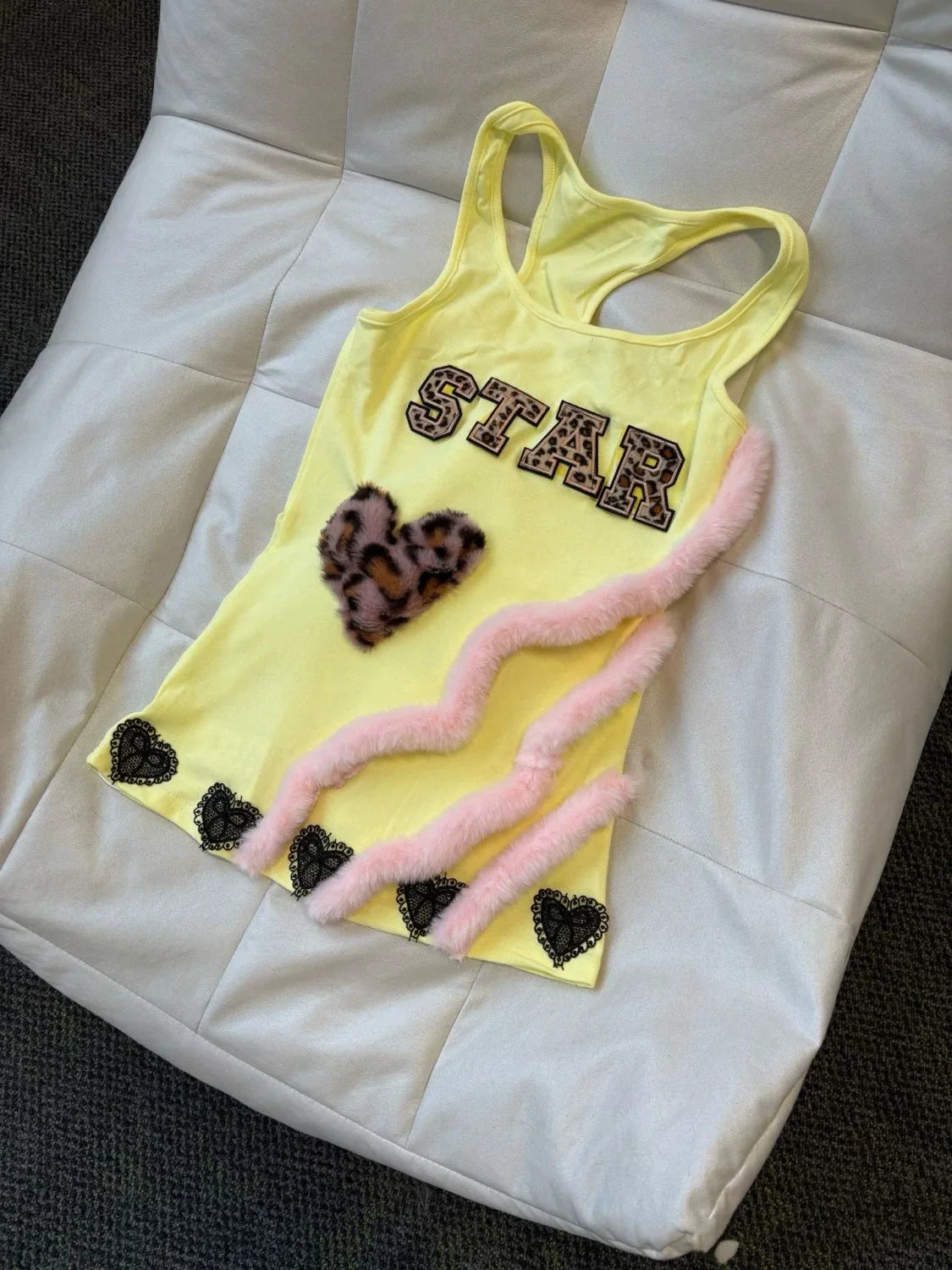 Bright Yellow Leopard Print Retro Y2K Tank Top