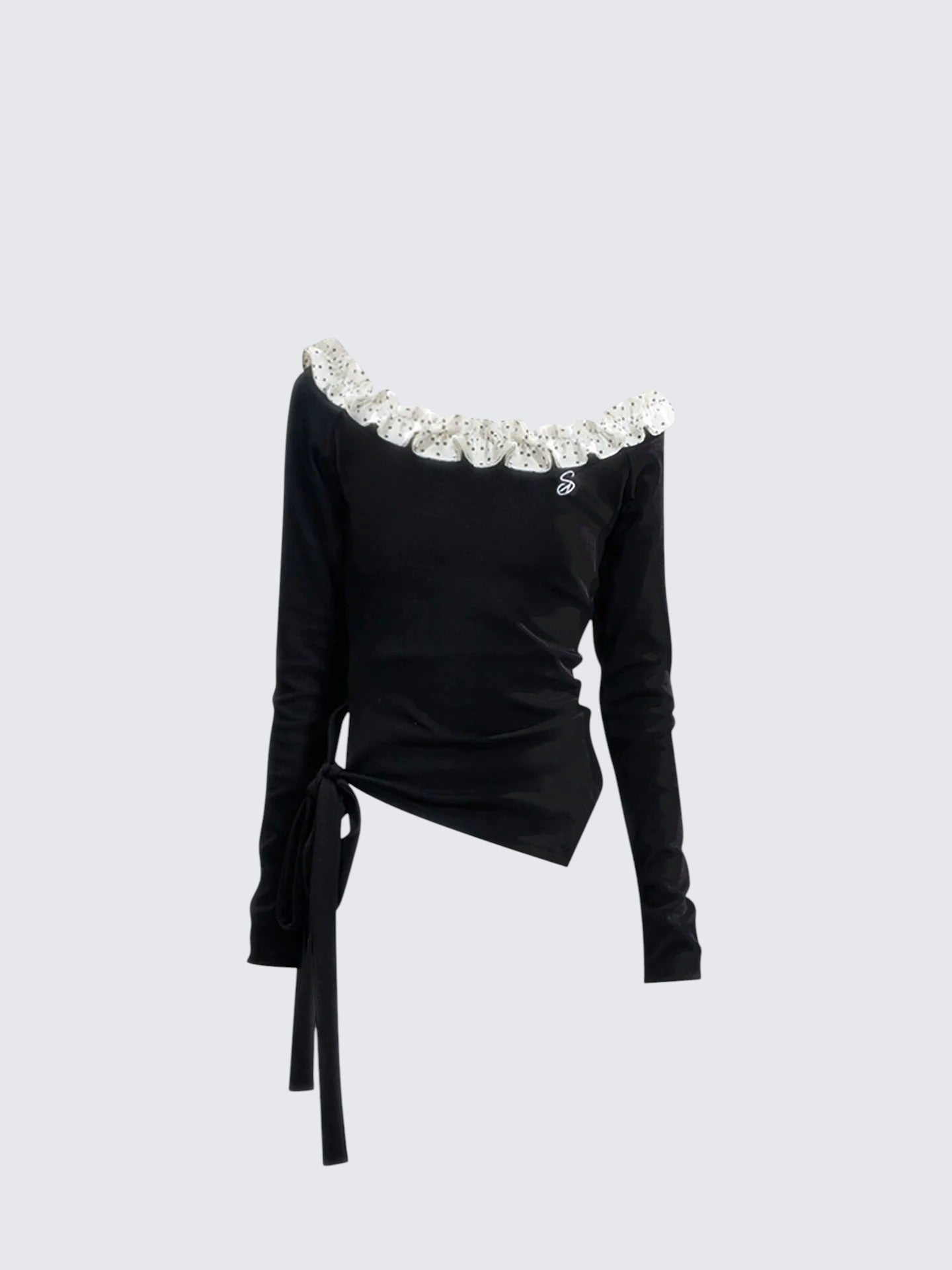 One Shoulder Lace Dot Tee