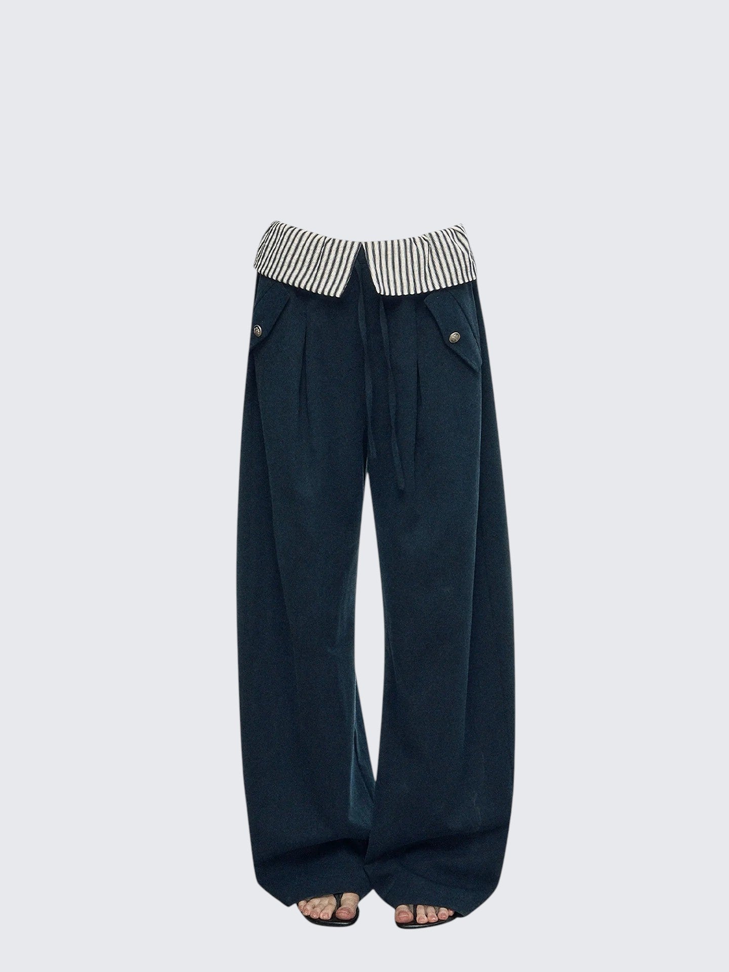 Striped Patch Wide Pants Women