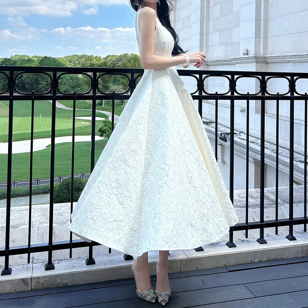 French Luxury Spaghetti Birthday Gown Dress – Embroidered Party Dress