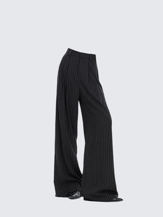 American High-End Black Striped Trousers